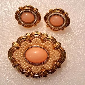 Vintage clip-on earring and pin set